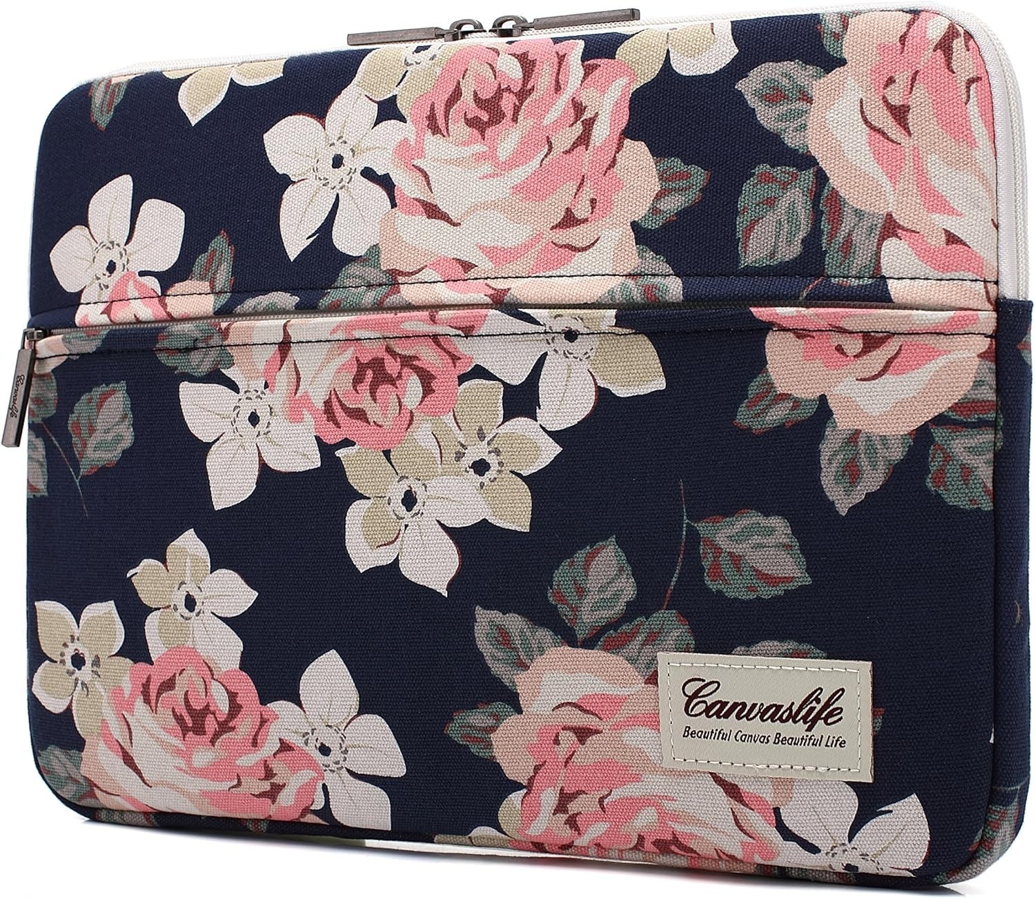 White Rose Patten Laptop Sleeve 14 inch 14.0 inch Laptop case Bag