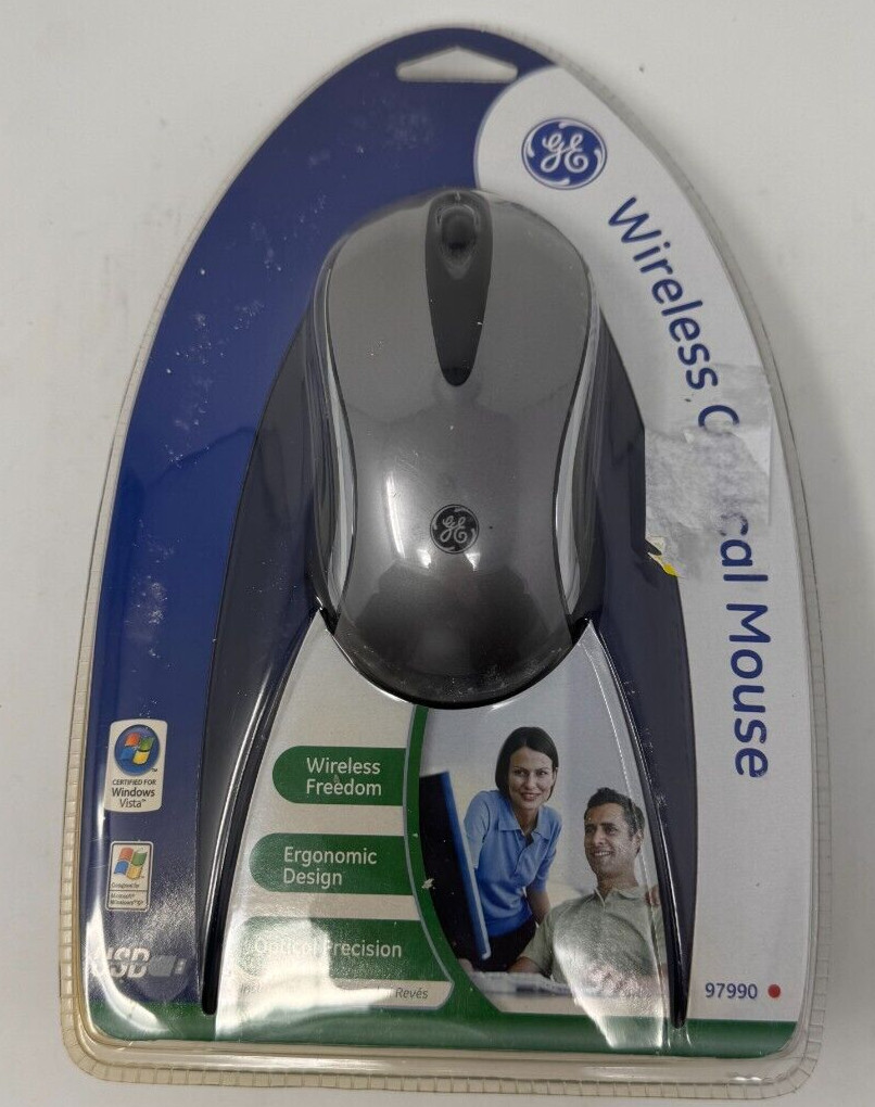 GE Wireless Optical Mouse + Receiver Model HO97990-Complete w/CD-ROM Instruction