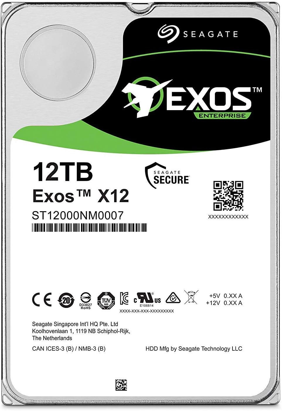 Seagate Exos X12 12TB SATA 6Gb/s 7200RPM 3.5" HDD ST12000NM0007 New Sealed