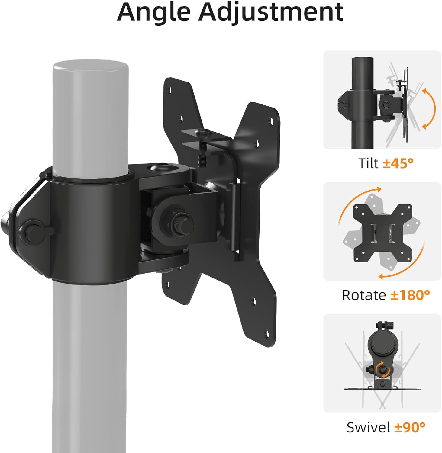 Single Head and Plate Vesa Pole Mount Bracket for  Monitor Mount,1 Pack(MD6TB)