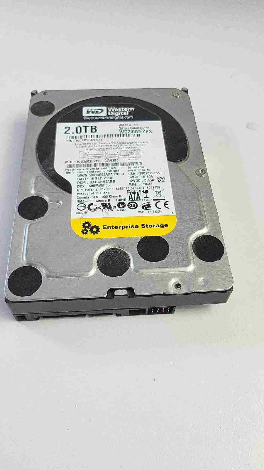 Western Digital RE4-GP 2TB Internal 7200RPM 3.5" (WD2002FYPS) HDD - Untested