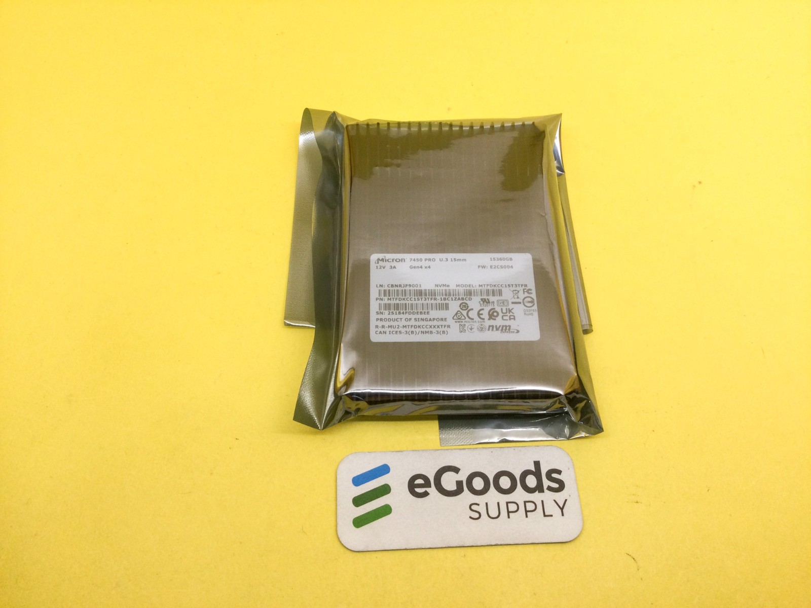 Micron 7450 PRO 15.36TB PCIe Gen4 x 4 NVMe 2.5'' U.3 SSD MTFDKCC15T3TFR NEW