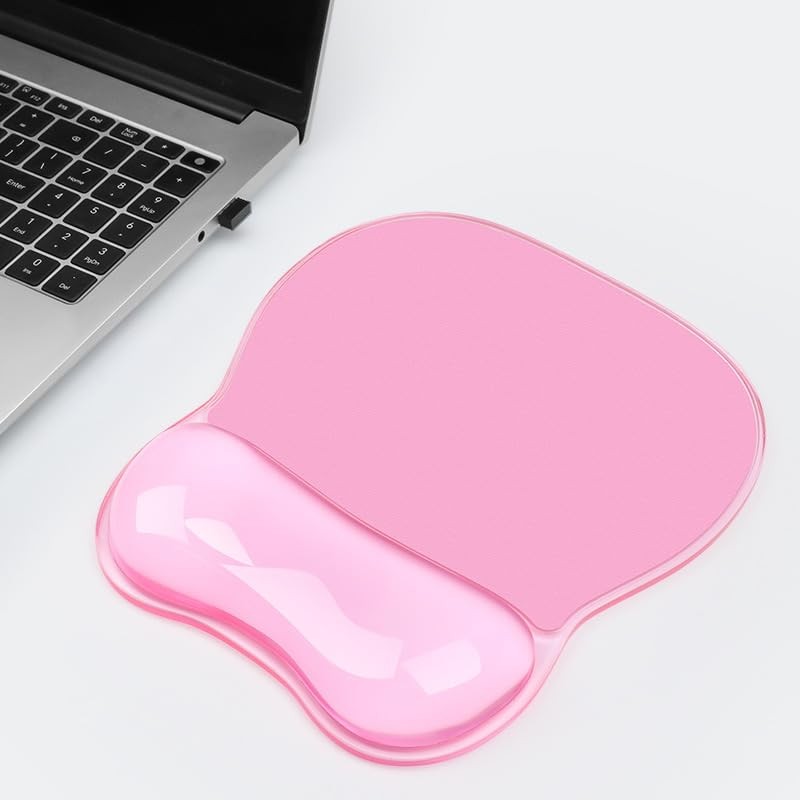Gel Wrist Rest Mouse Pad Ergonomic Clear Cushioned Palm Pink Desk Mat Office