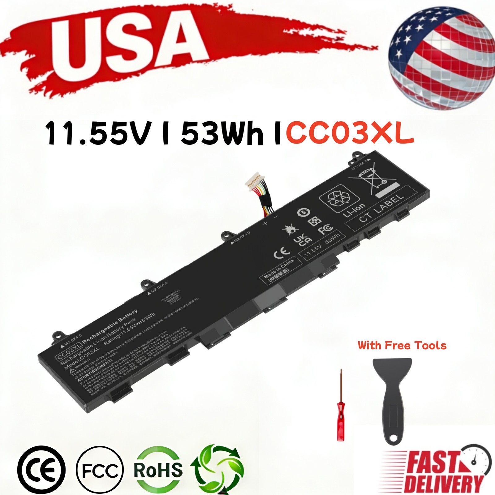 ✅CC03XL Battery For HP EliteBook 830 835 840 845 850 855 G7 G8 L78555-005 53Wh