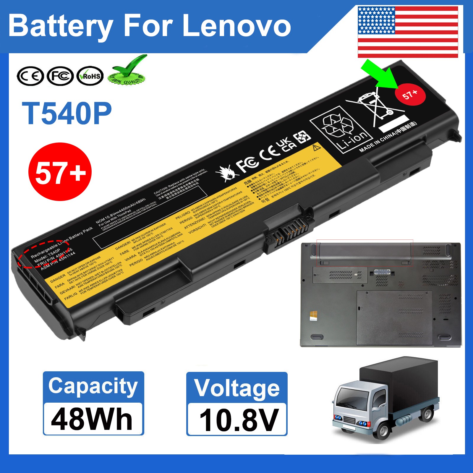 ✅57+ T540P Battery for Lenovo ThinkPad T440P L440 L540 W540 W541 0C52863 0C52864