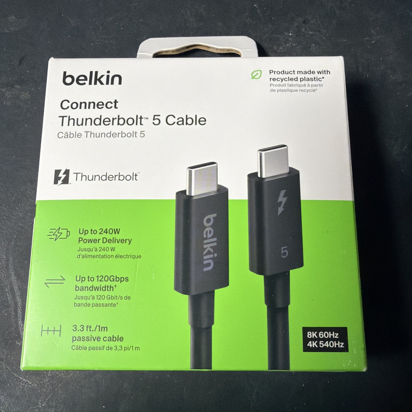 Belkin Thunderbolt 5 Cable 1m 3.3ft 120Gbps USB-C 240W Power Delivery 8K NEW
