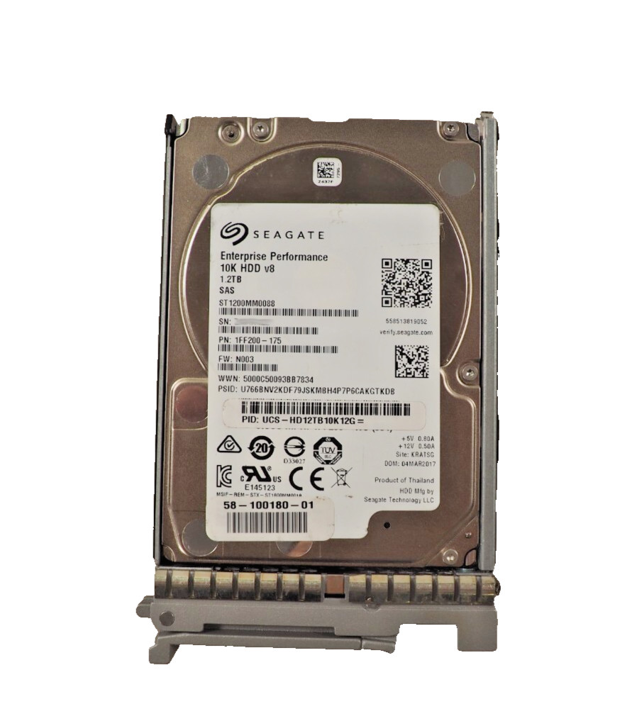Cisco Seagate Enterprise ST1200MM0088 1.2TB 10K SAS 2.5" HDD 1FF200-175 w/Caddy