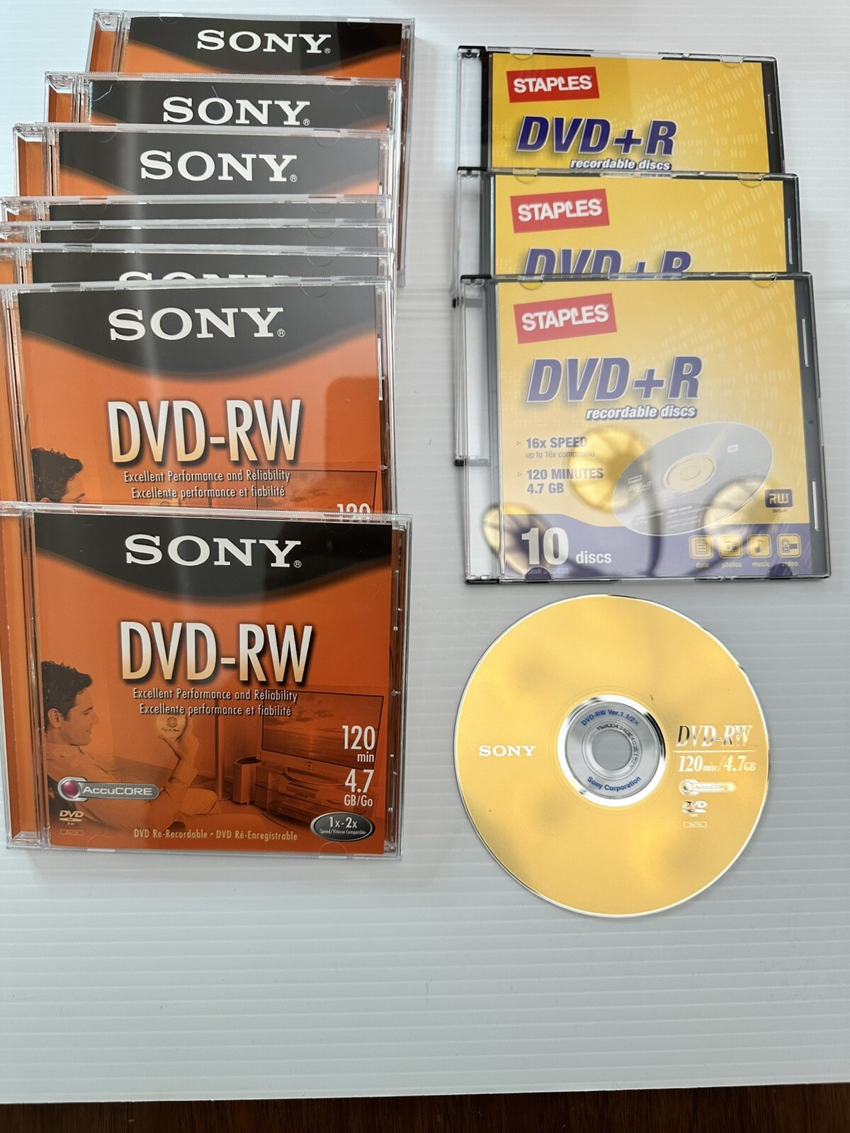 Lot Of 8 Sony DVD-RW + 3 DVD-R 11 Disks Total -  See Photos For Details