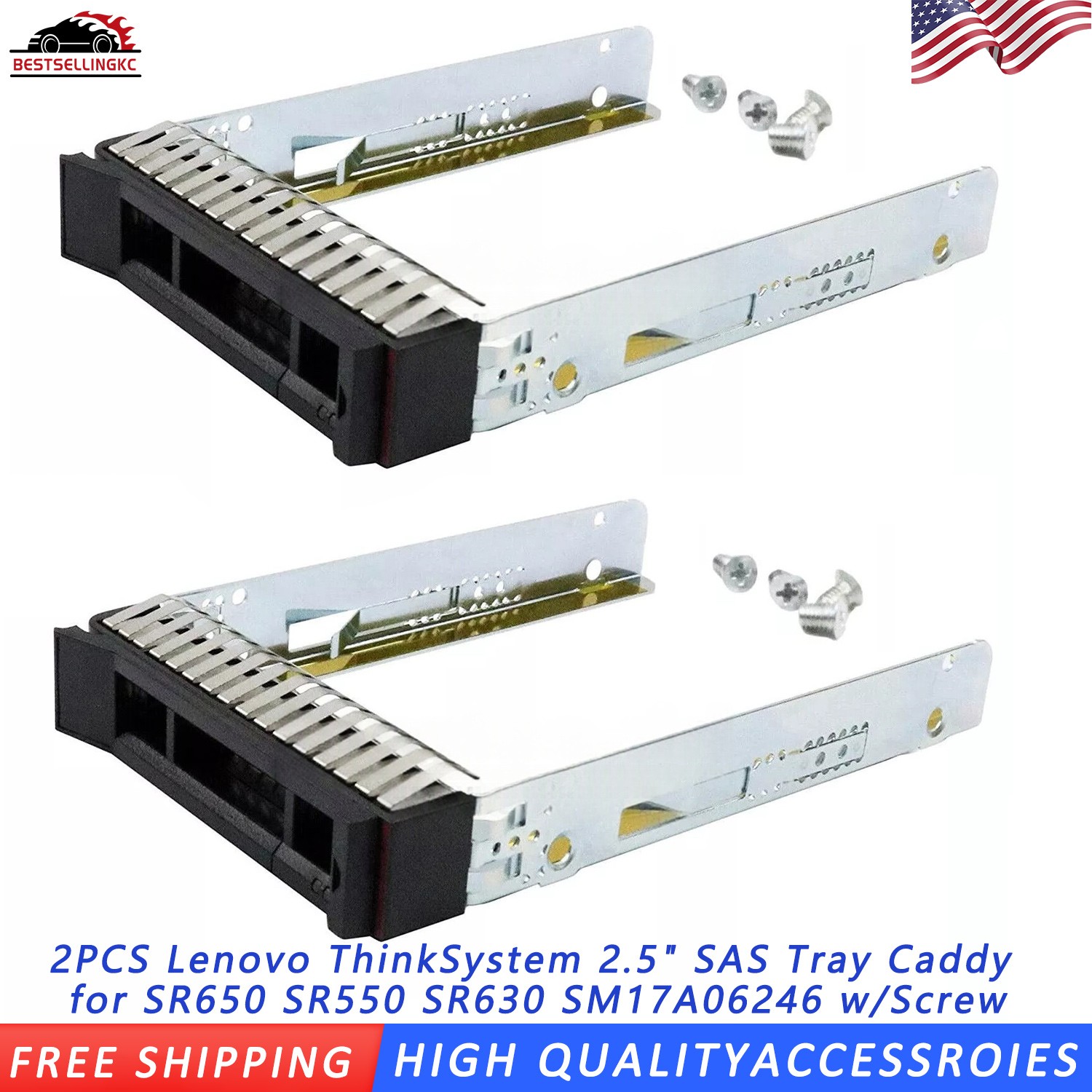 2Pcs 2.5" SFF HDD Tray Caddy Fit Lenovo ThinkSystem SR250 SR630 SR650 V2 V3