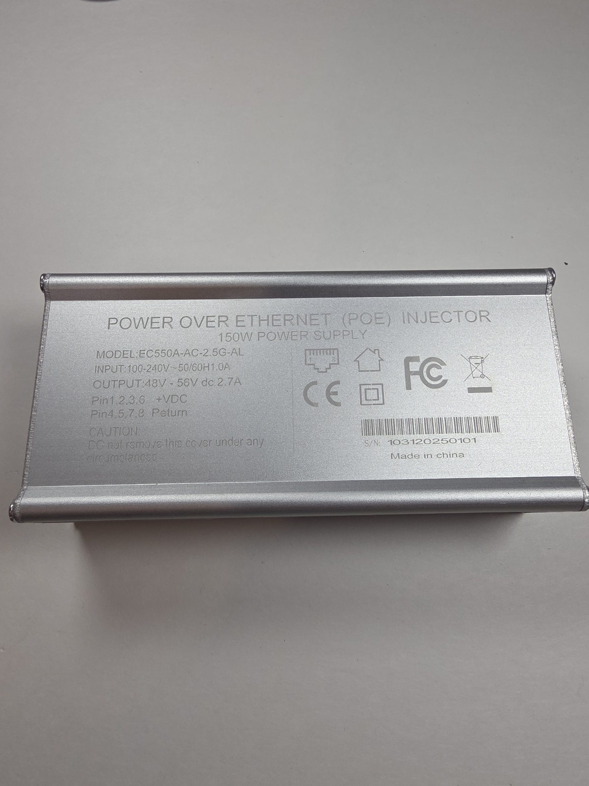 - 150W PoE Injector 2.5Gb/1.25Gb for Starlink Gen 3 Dish, Material Aluminium ...