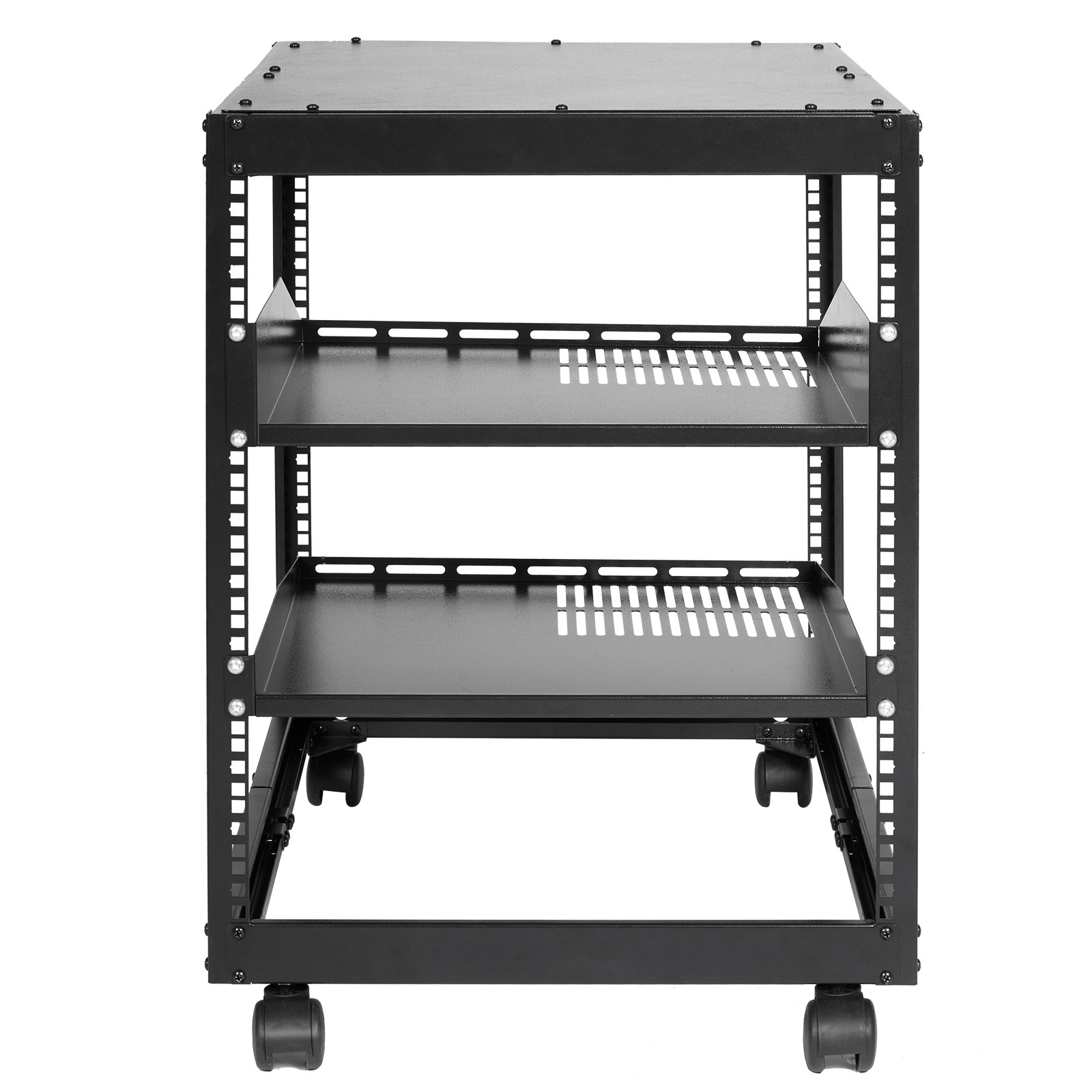 VEVOR 12U Open Frame Server Rack, Adjustable Depth Black