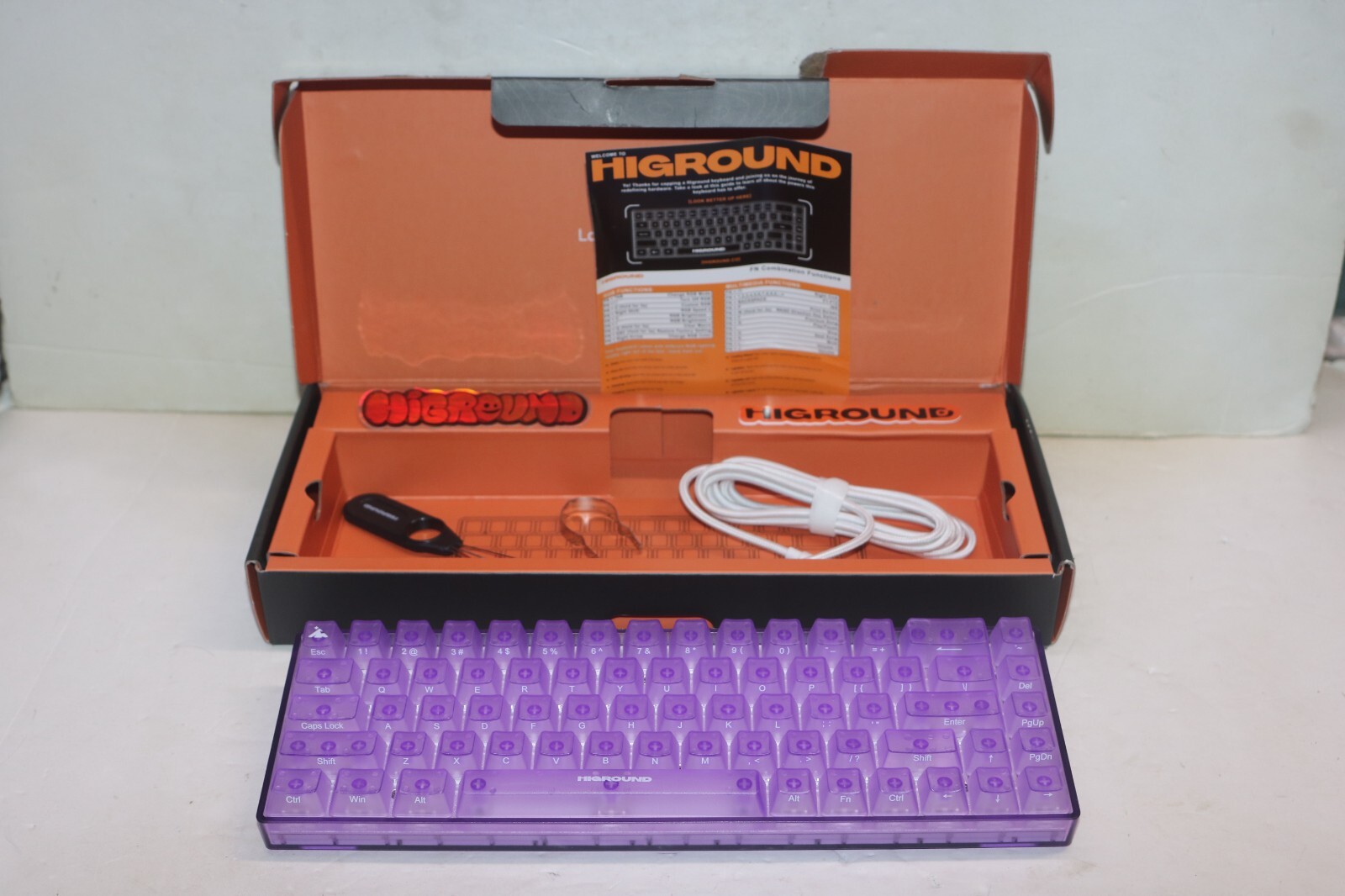 Higround Crystal Amethyst Basecamp 65% Mechanical Keyboard, White Flame