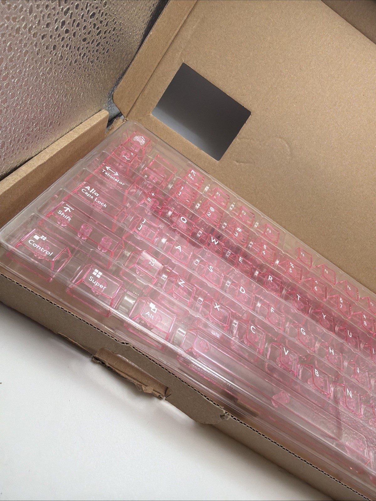 Crystal Clear Keyboard Keycaps Transparent PC Cherry Profile Pink Keycap Set ...
