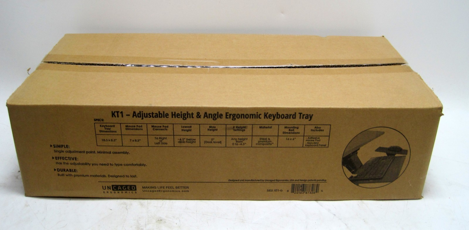 KT1 Ergonomic Under-Desk keyboard Tray Adjustable Keyboard Drawer NEW IN BOX