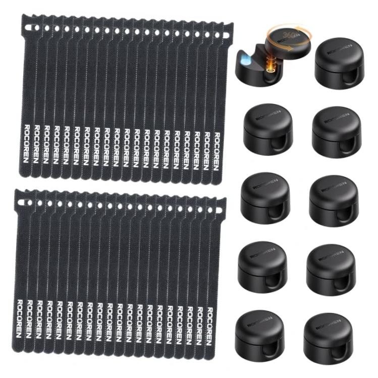 50‑Pack Rotatable Cable Clips & Cord Straps Cable Management Kit | 10