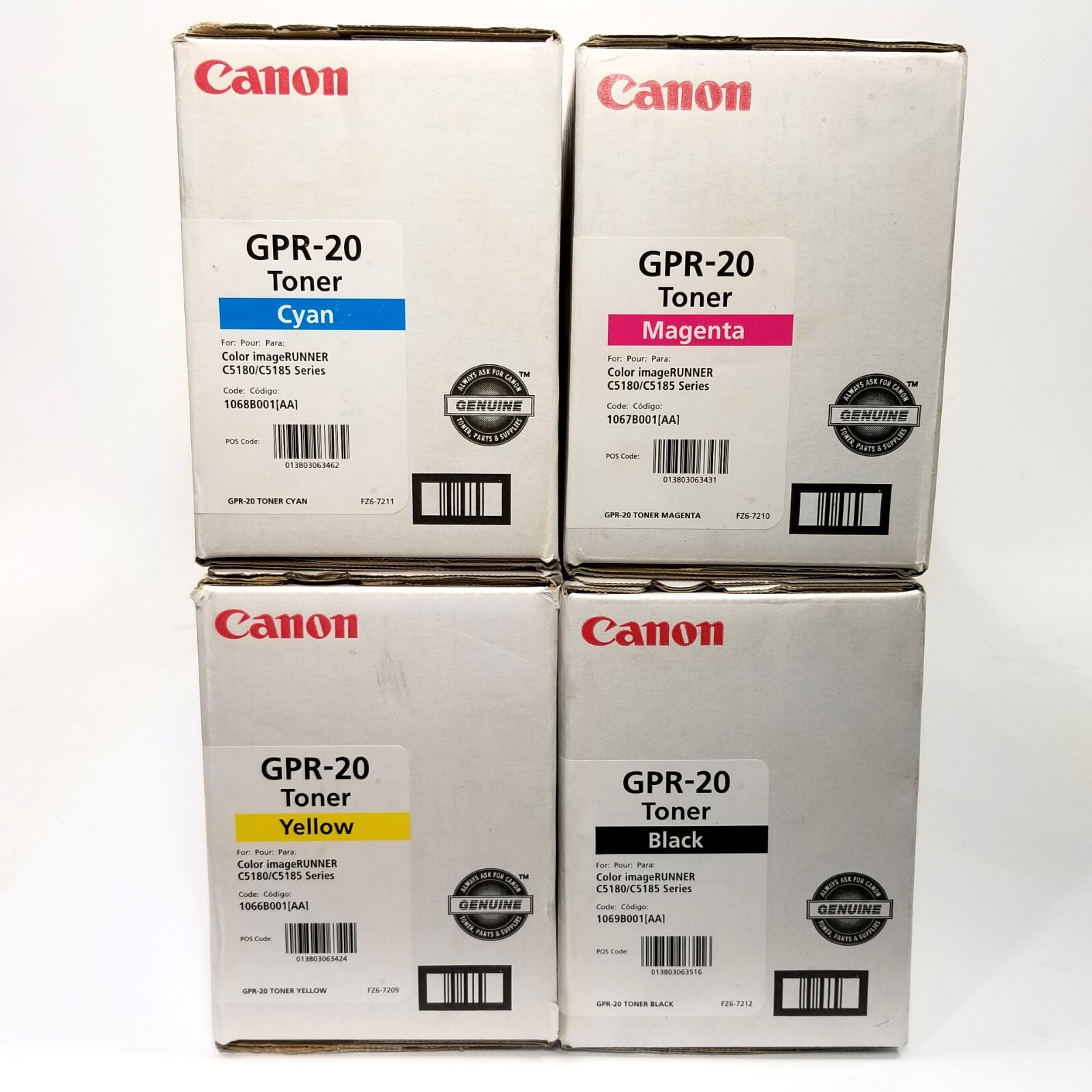 Canon GPR-20 Cyan Magenta Yellow & Black Toner Cartridges NEW Unopened Set of 4