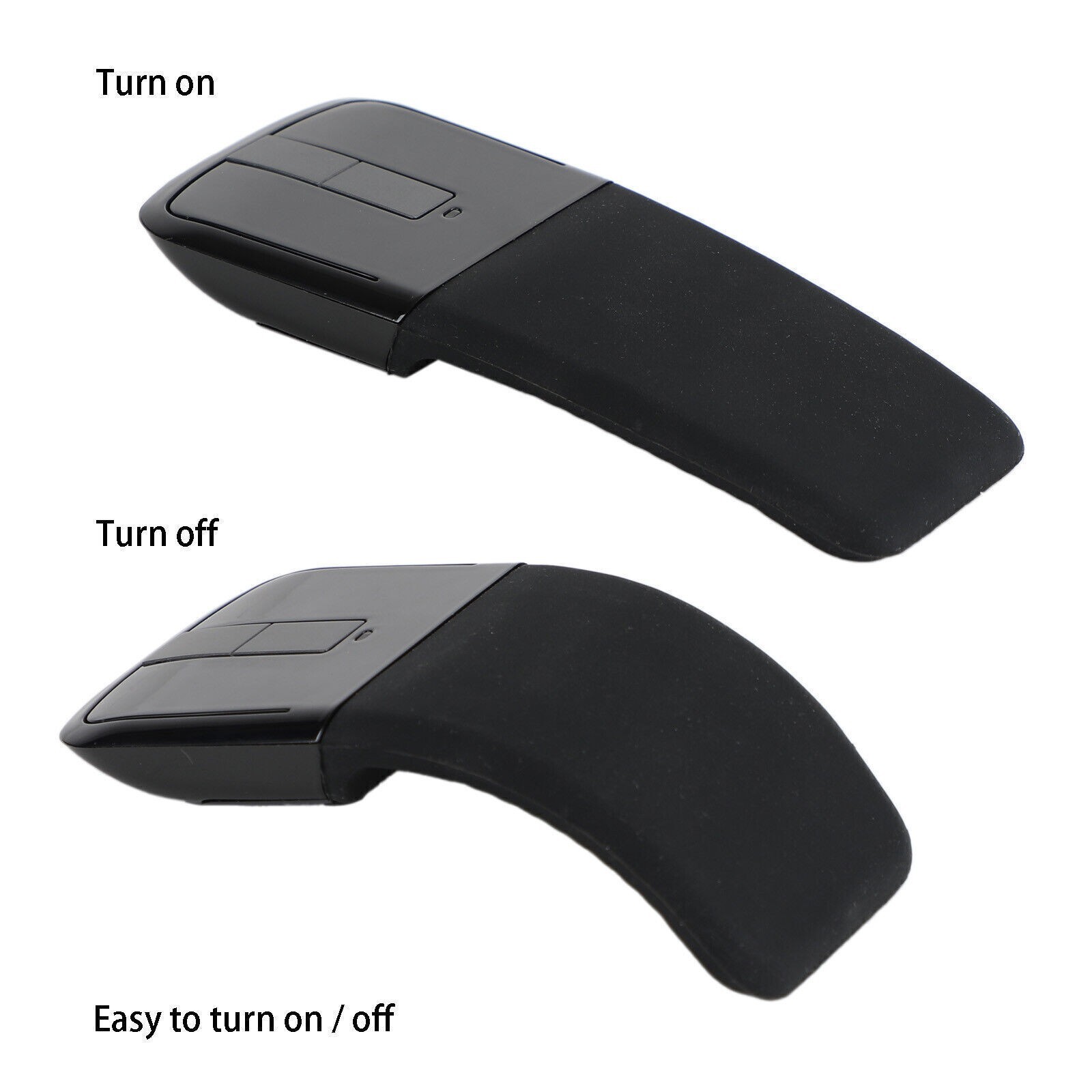 🔥2.4GHz Foldable Arc Touch Wireless Mouse Optical Mice With USB Receiver Black