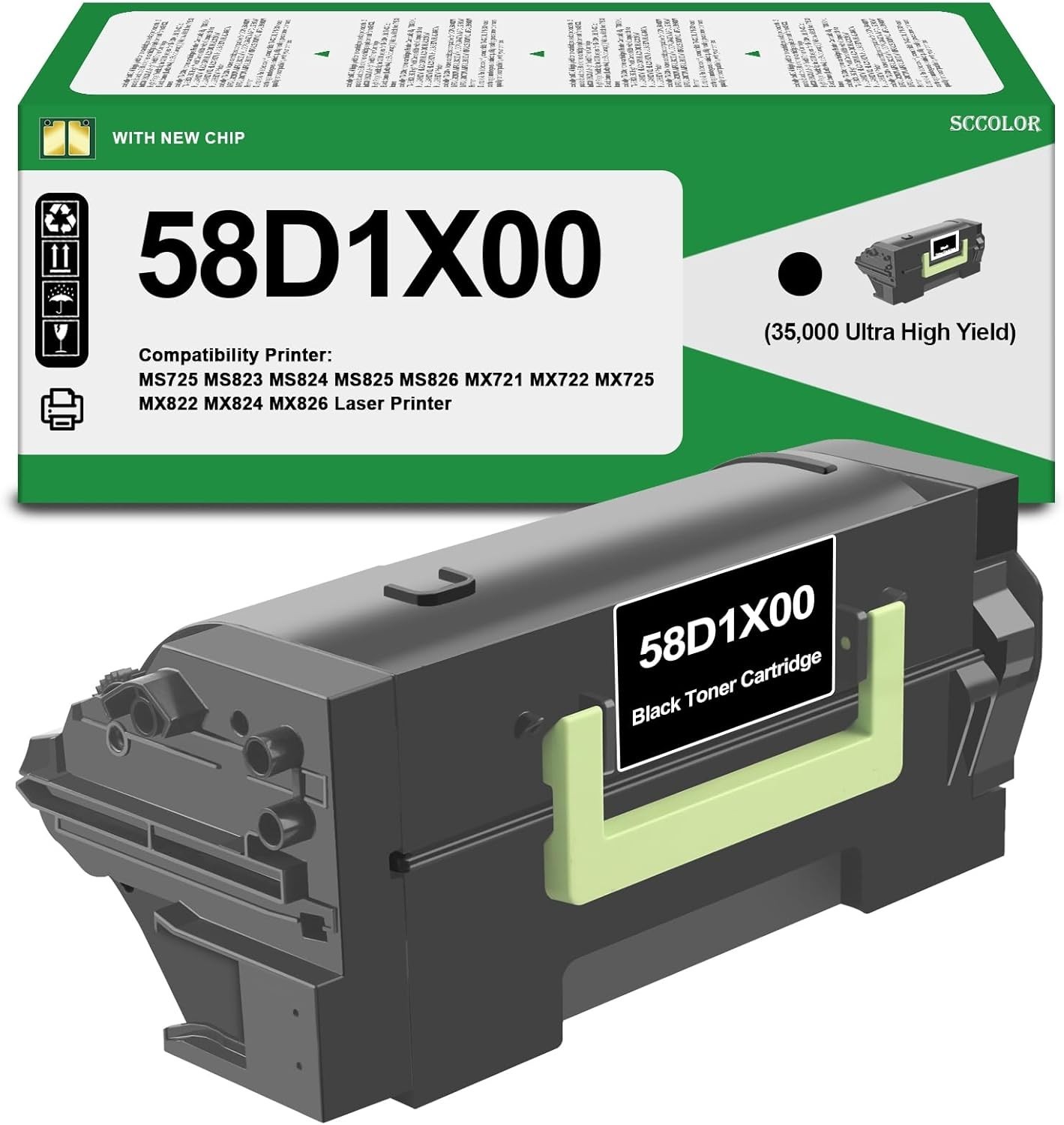 58D1X00 Toner Cartridges High Yield Replacement for Lexmark 58D1X00