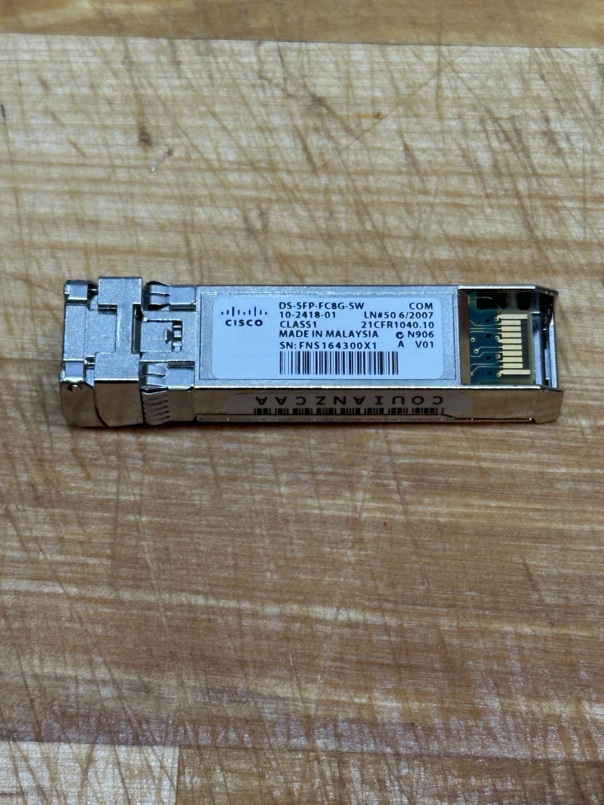 Cisco DS-SFP-FC8G-SW 8Gb Fibre Channel Short Wave SFP+ Transceiver Module