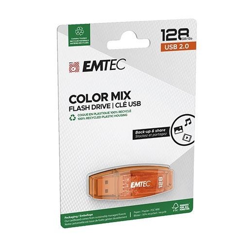 Emtec Dexxon C410 Color Mix 128GB USB 2.0 Stick Flash Drive Orange Candy Color