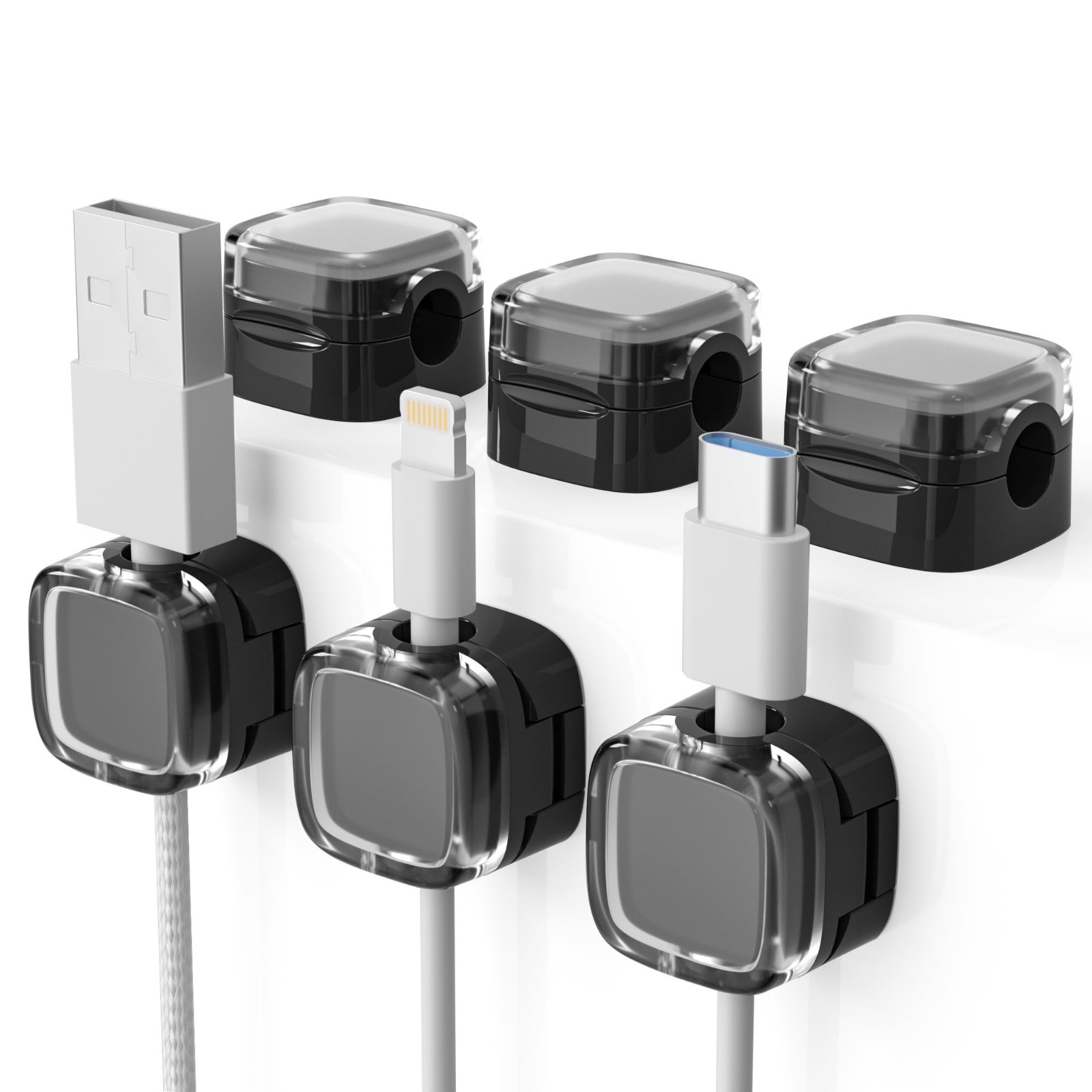 6 Pack Magnetic Cord Organizer & Cable Clips - Adjustable Under Desk Cable