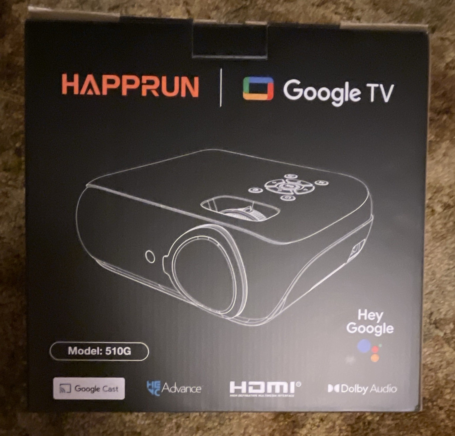 HAPPRUN 510G LCD Google TV Projector 1080p FHD 800 ANSI HDMI USB Black