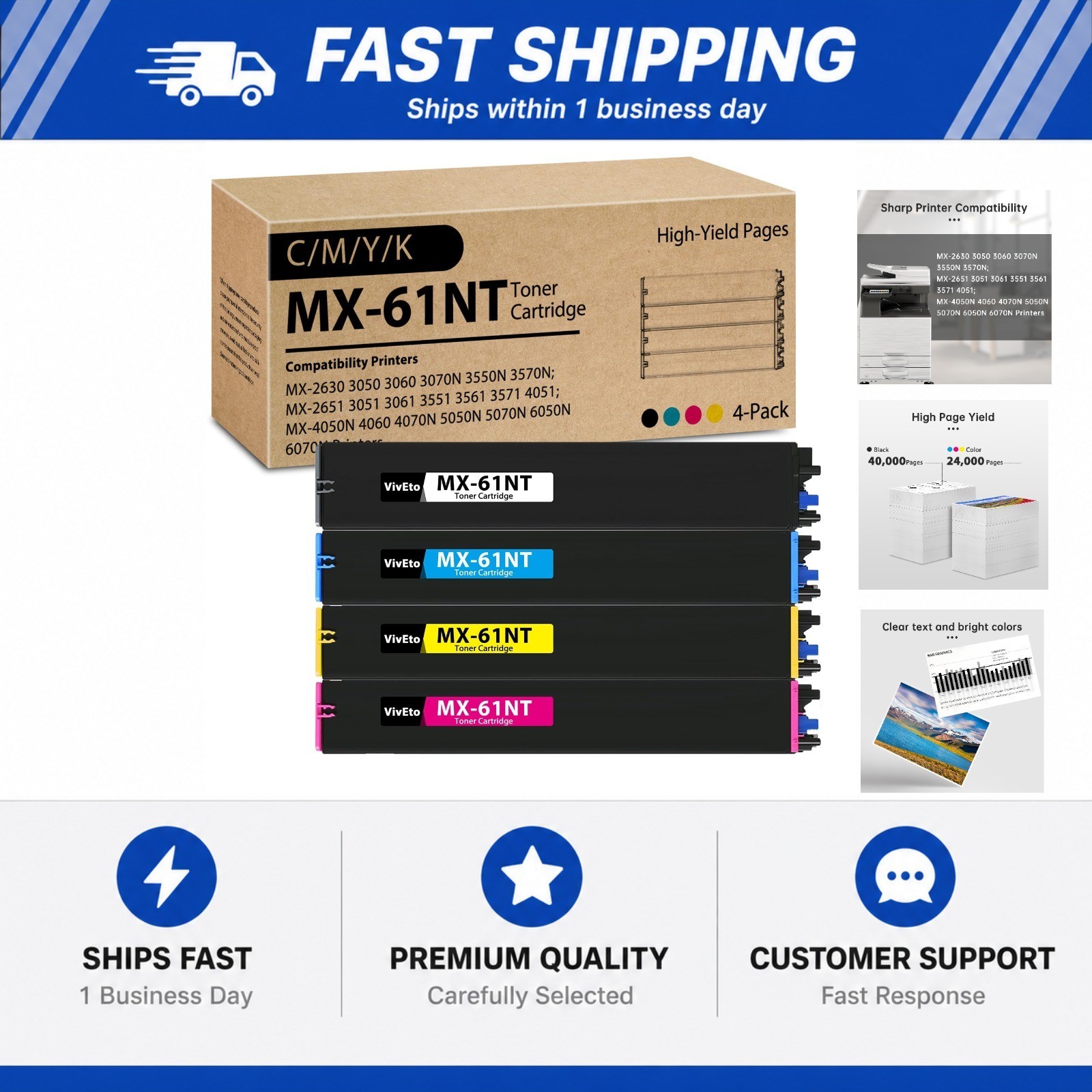 MX61NT MX-61NT Toner Cartridge MX-61NT-BA MX-61NT-CA MX61NT-MA MX-61NT-YA