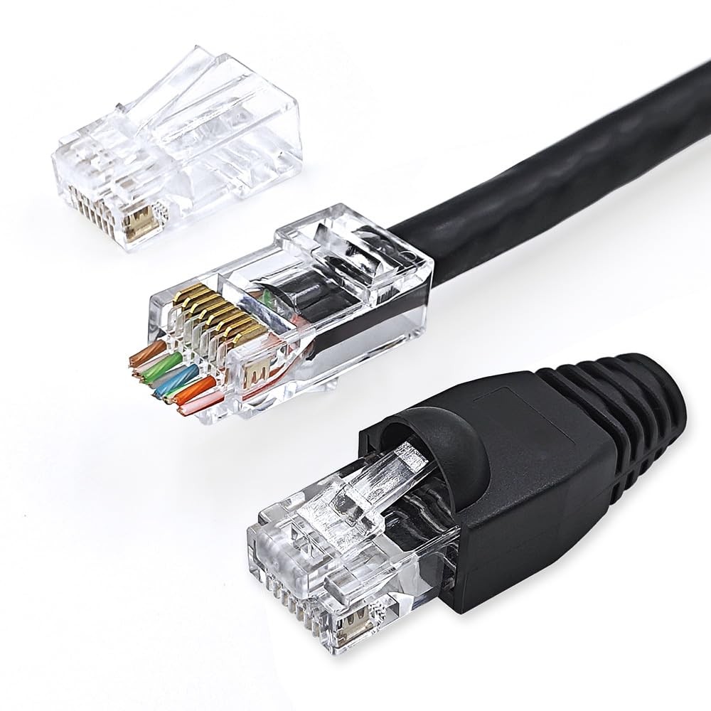 XANHAM 50 Pack Cat 6 Pass Through RJ45 Connector with Strain Relief Boots Uns...