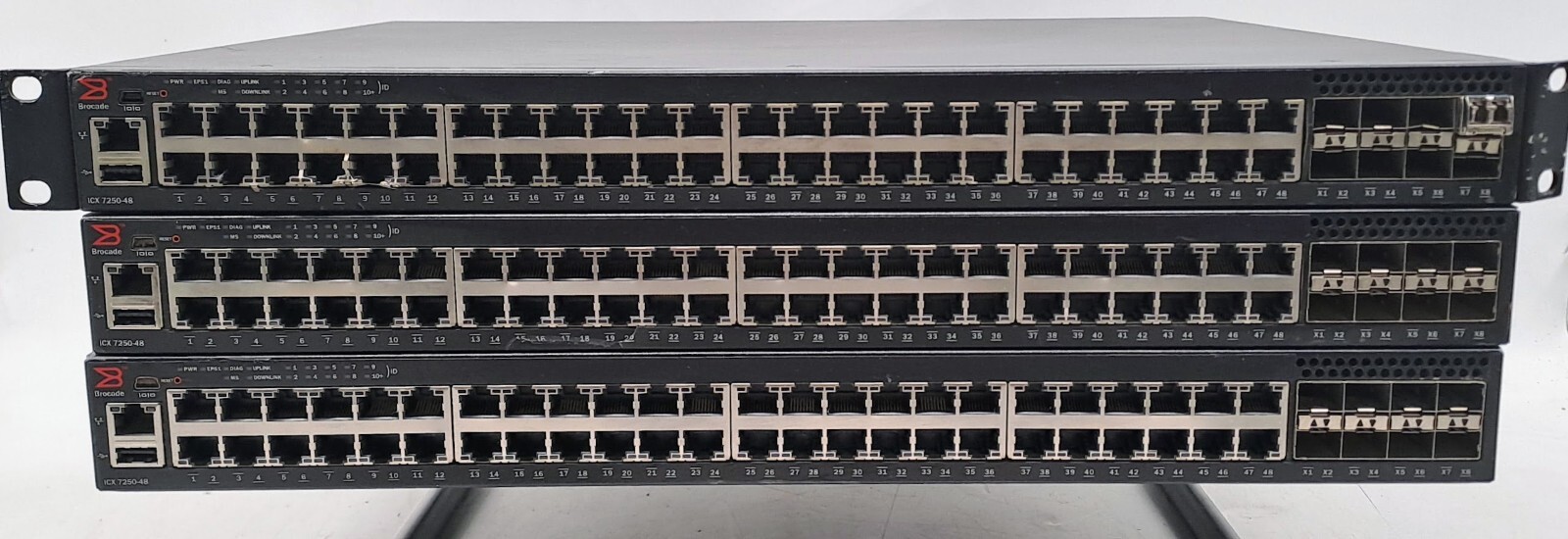 Lot 3 Brocade ICX 7250-48-2X10G 48-Port Managed Switch 8-Port SFP 80-1008714-02