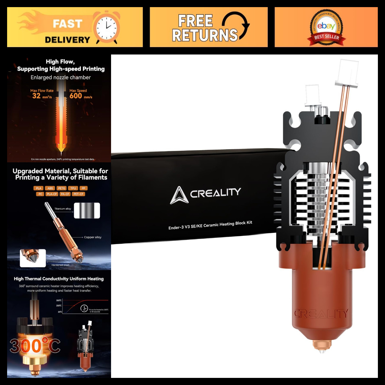 3D Printer Hotend for Ender 3 V3 SE - High-Performance Upgrade, Easy Install