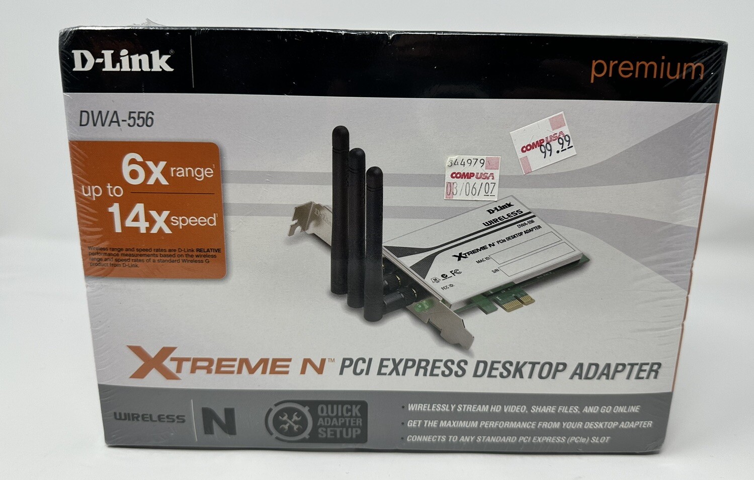 D-link Premium Xtreme N Wireless PCI Desktop Adapter NEW in Box