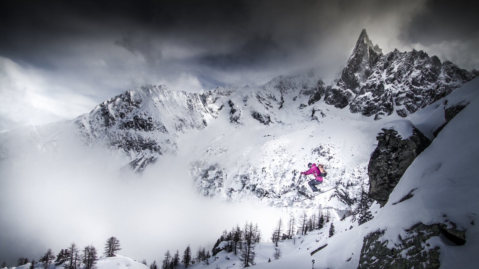 Landscape mountains nature skiing jumping snowy Custom Gaming Mat Desk