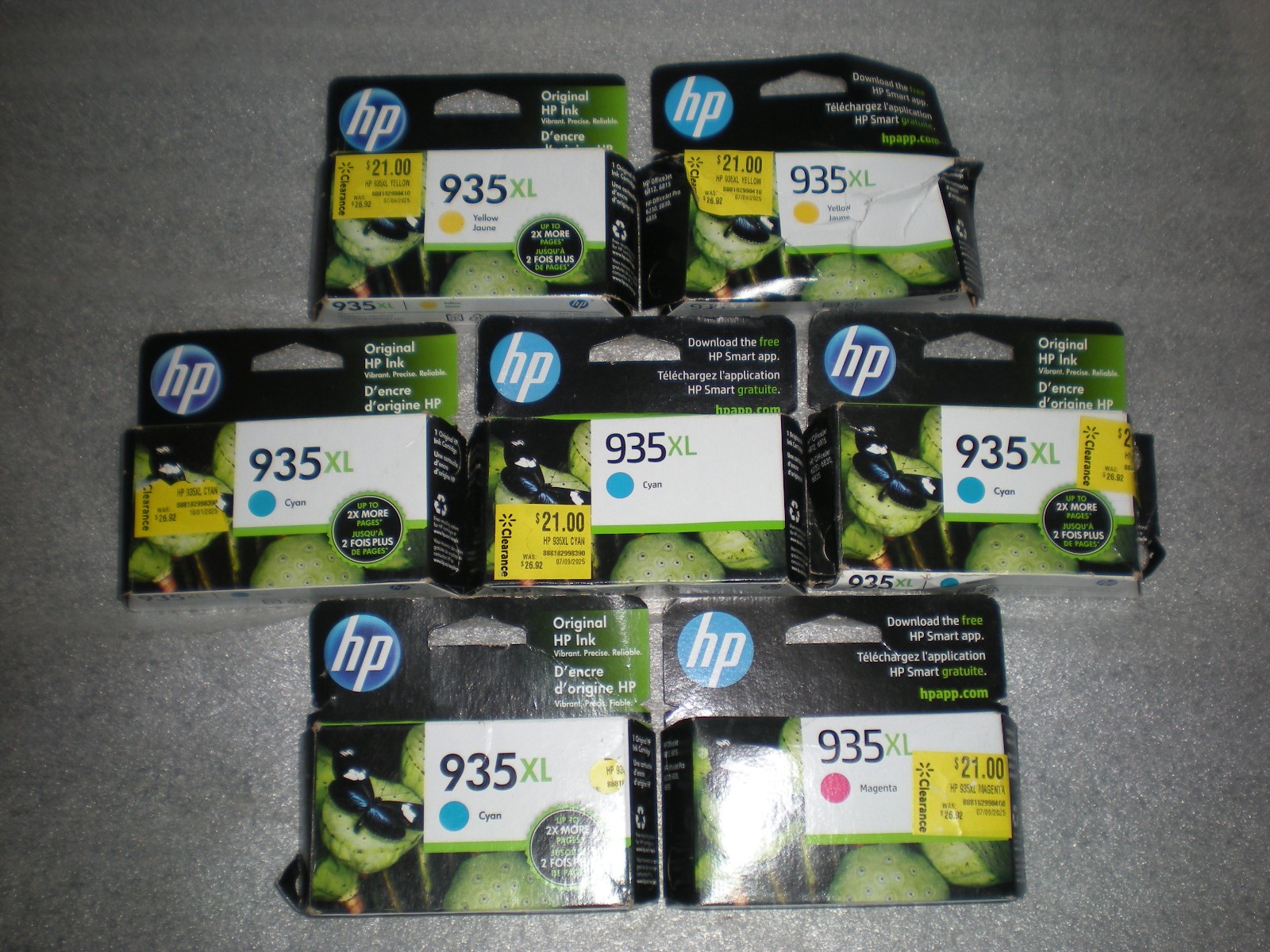 New 7 Genuine Original HP 935XL Cyan Magenta Yellow Ink Cartridge Exp 2023 2025