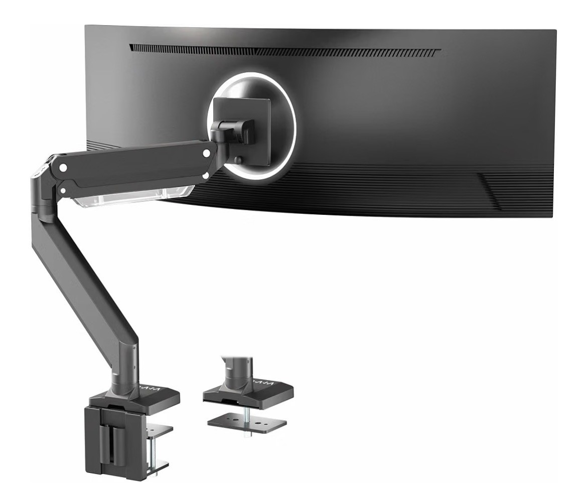 VIVO Aluminum Single Pneumatic Monitor Desk Mount Ultrawides up to 49" 33 Lbs