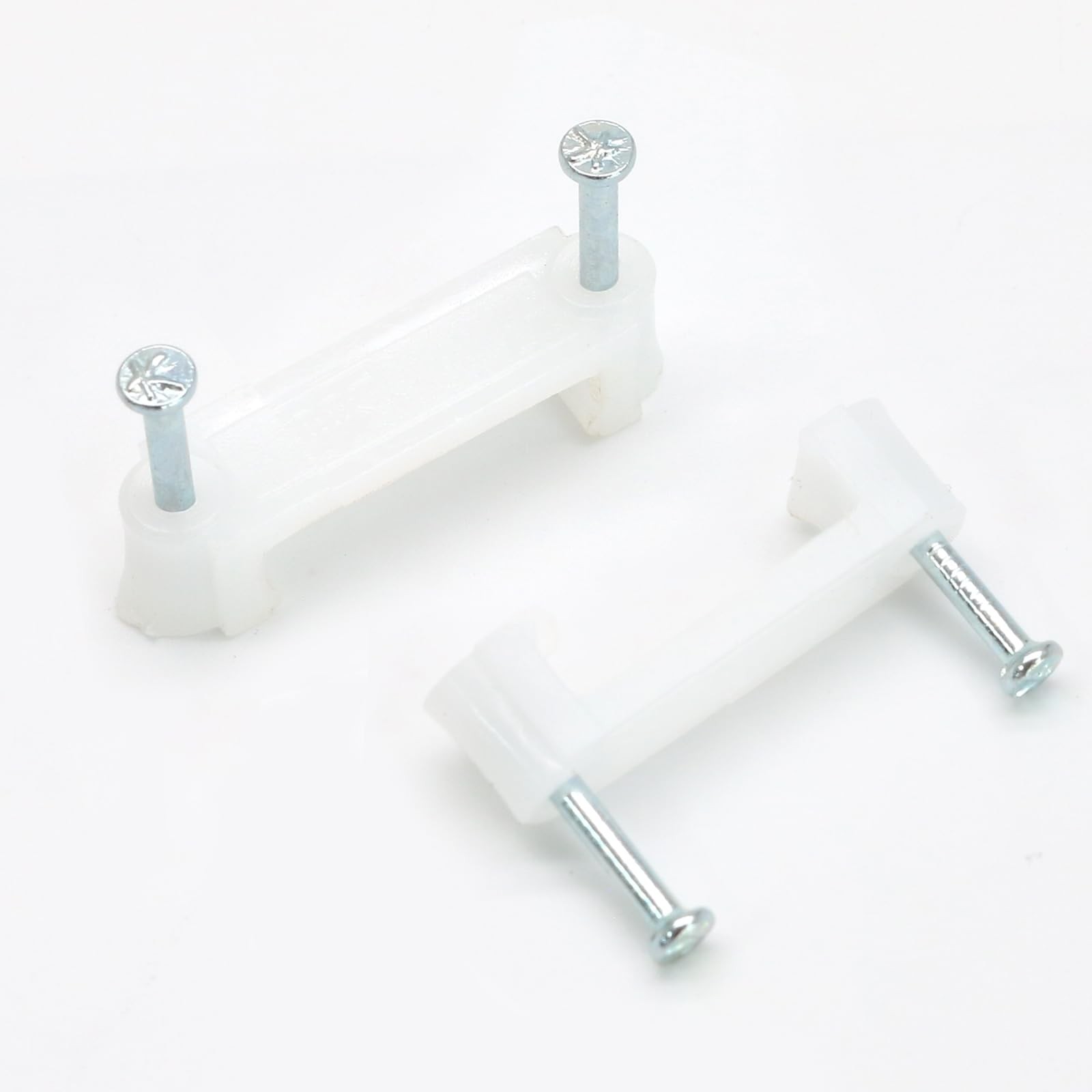 Cable Wire Clips with 2 Steel Nails, 14mm White, 100 Pcs