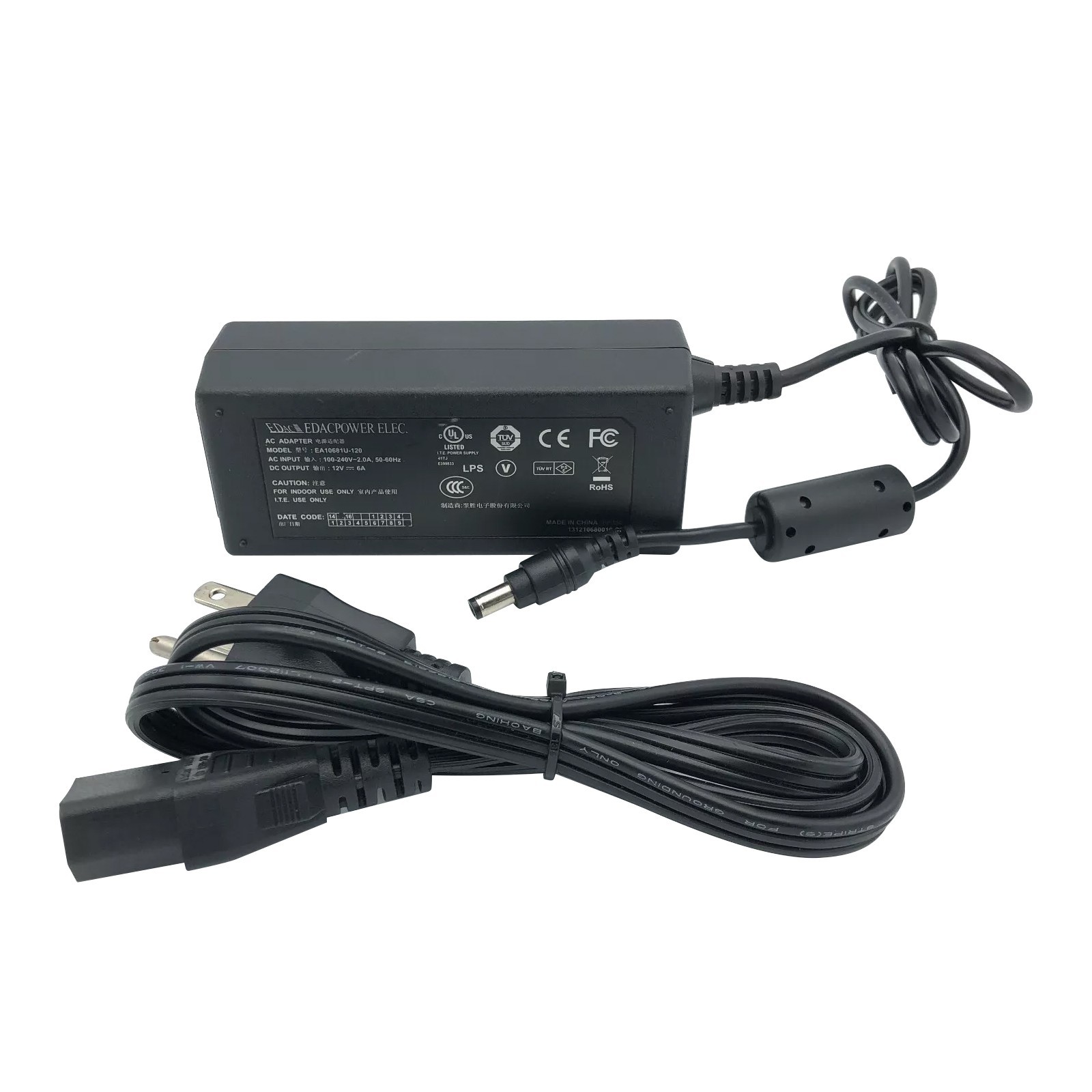 Genuine Edac AC Power Adapter EA10681U-120 Charger 12V 6A 5.5x2.5mm