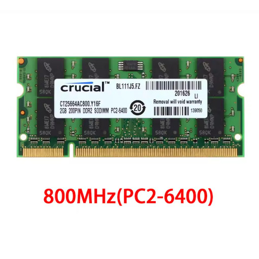 Crucial DDR2 RAM 2GB 4GB 667 800MHz 200Pin Laptop SODIMM PC2-5300 PC2-6400 Kit