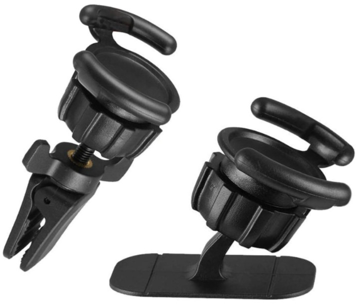 Soporte universal para móvil en coche, rotación 360°, clip seguro, 2 piezas