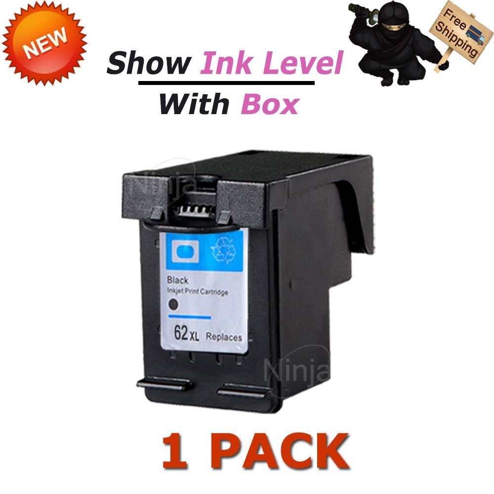 1P Black 62XL 62 XL Ink Cartridge For HP ENVY 5660 5661 5663 5664 5665 7640 7644