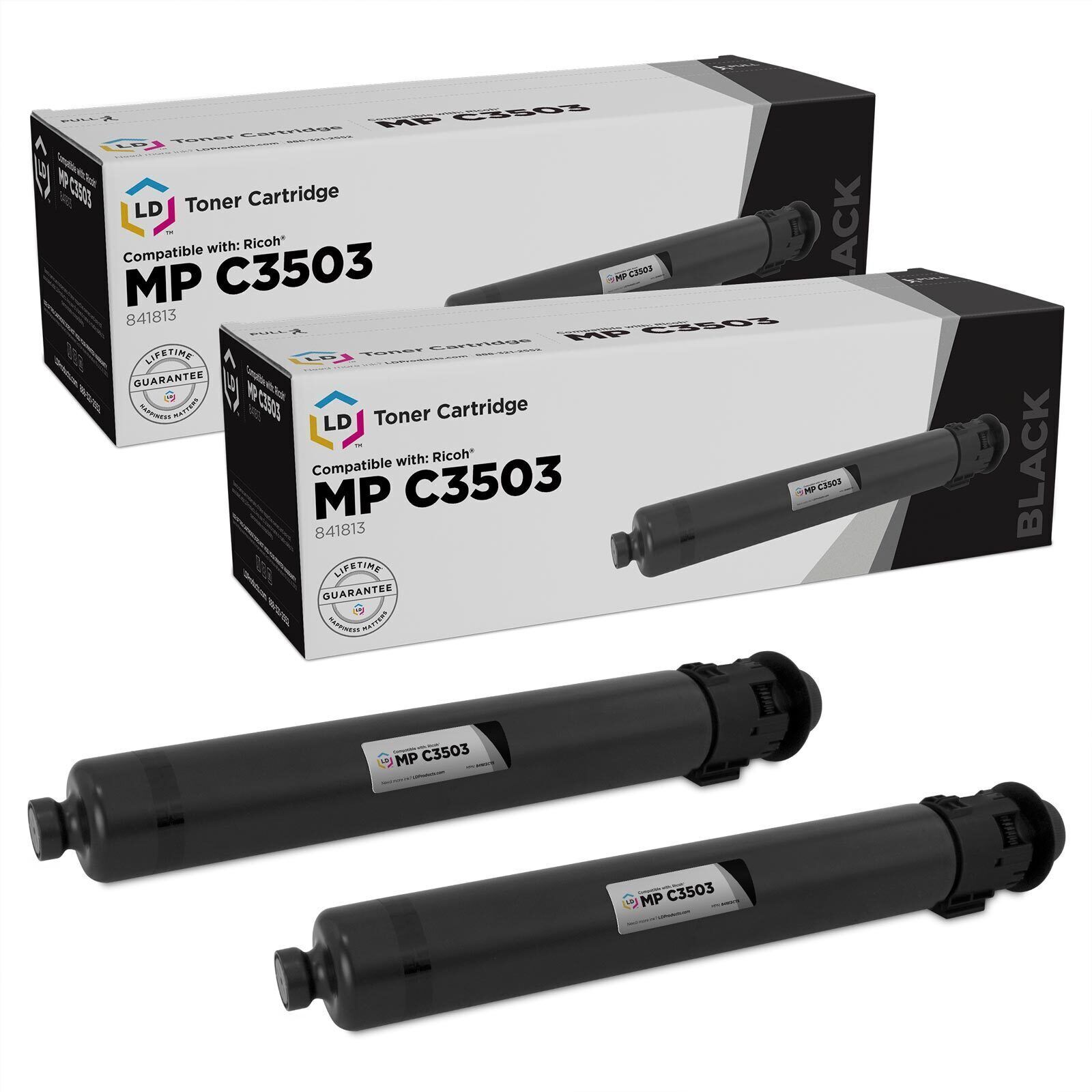 Compatible Replacements for Ricoh 841813 Set of 2 Black Laser Toner Cartridges