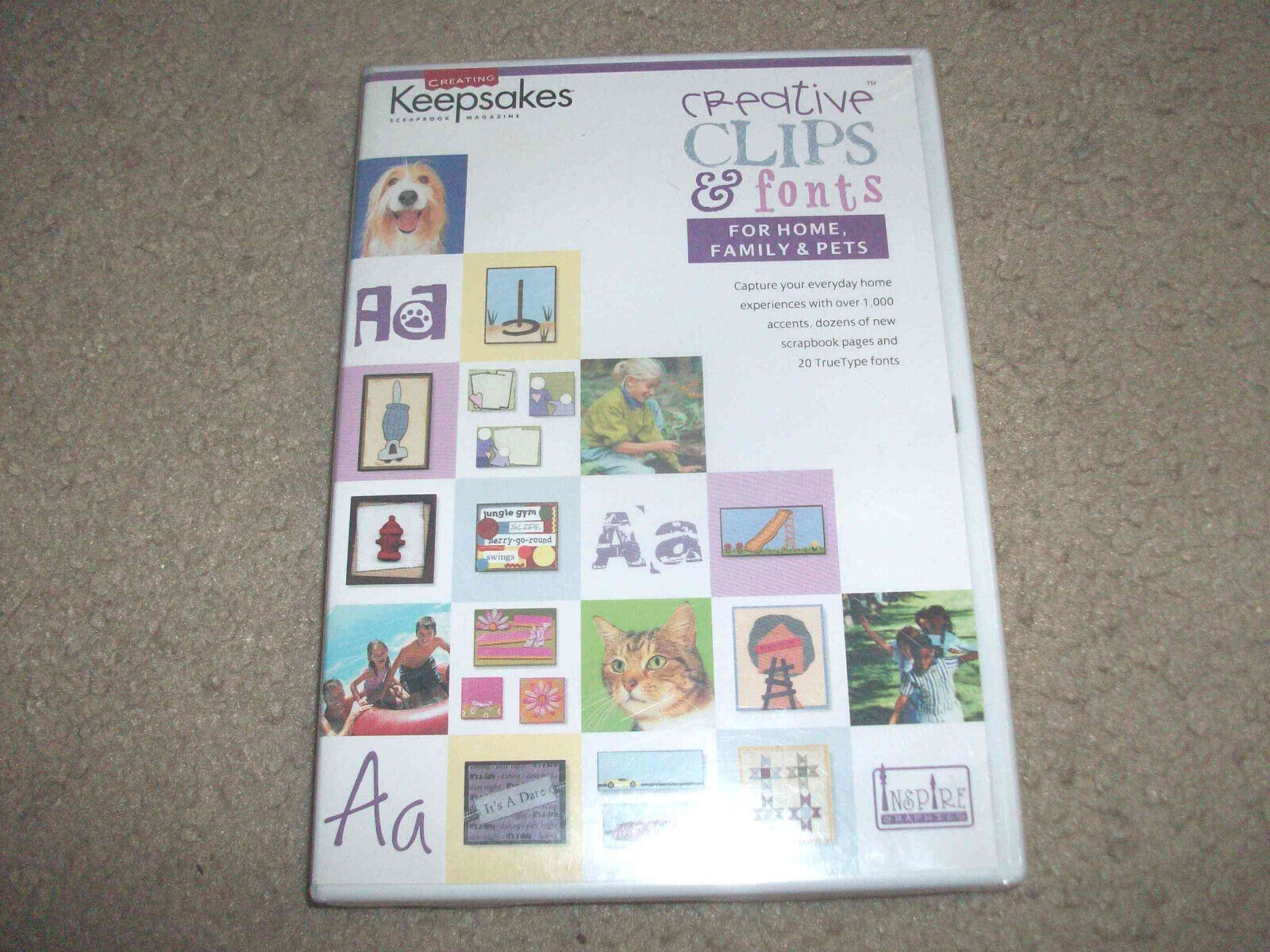 New Creating Keepsakes Creative Clips & Fonts CD for Home, Family & Pets win&mac