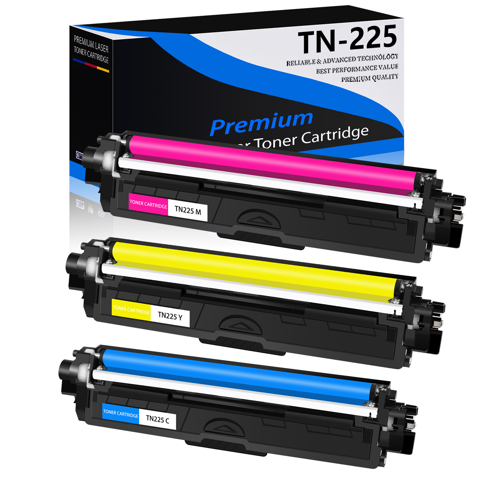 3PK TN225 C Y M Color Toner Set for Brother HL-3150CDW HL-3170CDW MFC-9330CDW