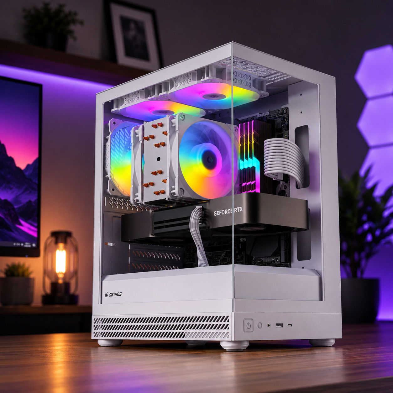 ARGB White Gaming Desktop Intel i7 PC 64GB RAM 1TB SSD RTX 5060 Win11 Wifi