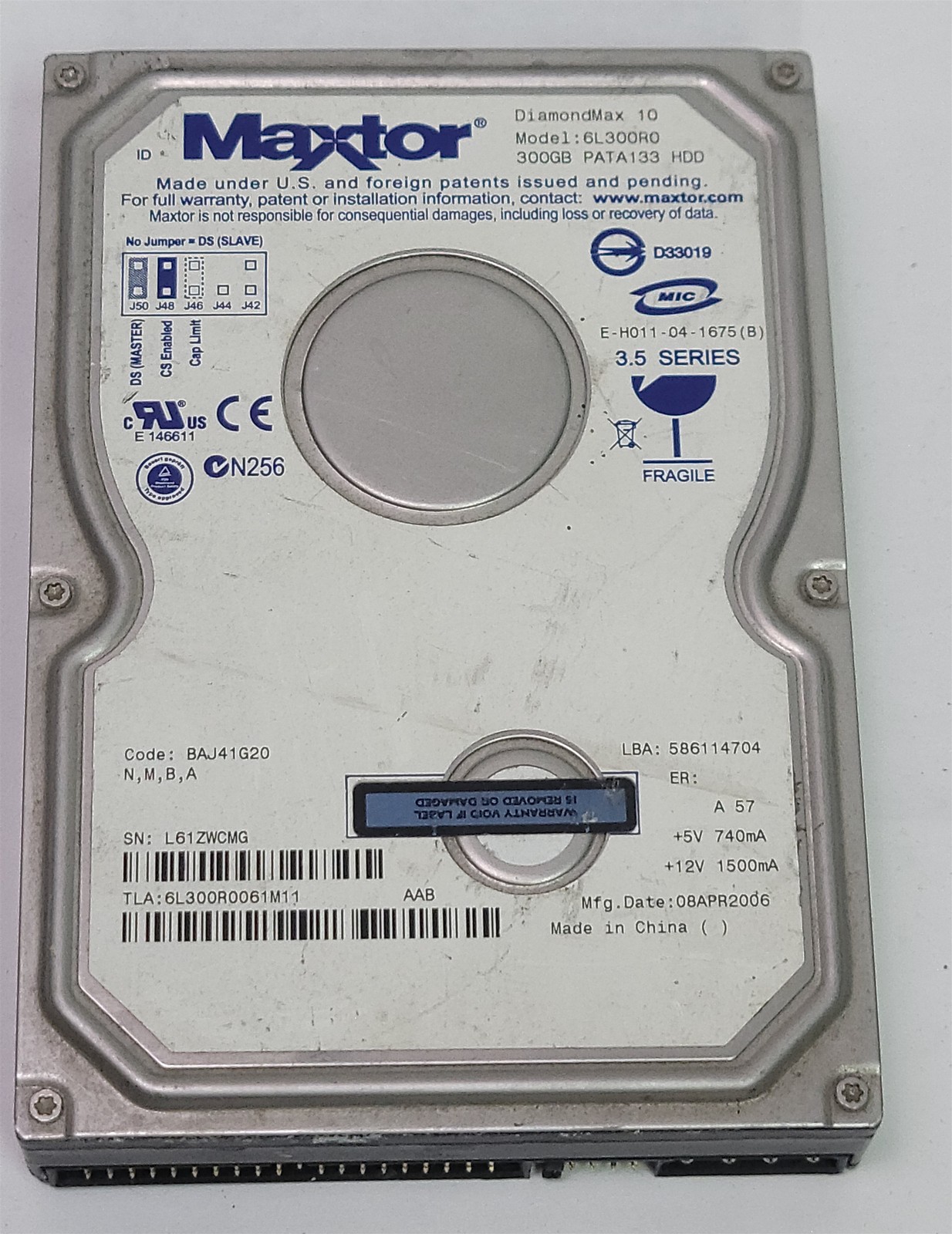Maxtor 6L300R0 HDD, 300Gb, 3.5" , IDE/ATA/ATAPI-7/UDMA/133 - Tested w/ pics