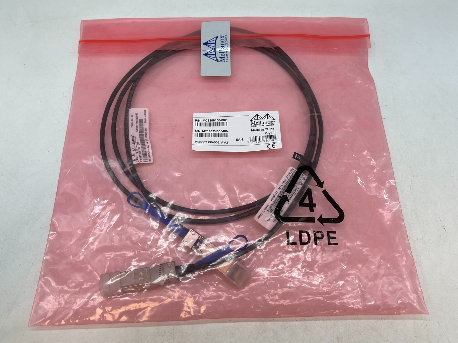Mellanox MC3309130-002 PASSIVE COPPER CABLE ETHERNET 10GBE SFP+ 2M FREE S/H