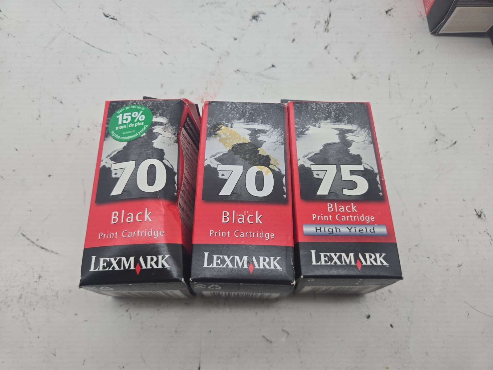 Lexmark 70 And 75 Genuine Black Ink Print Cartridges Pack Brand New Sealed (198)