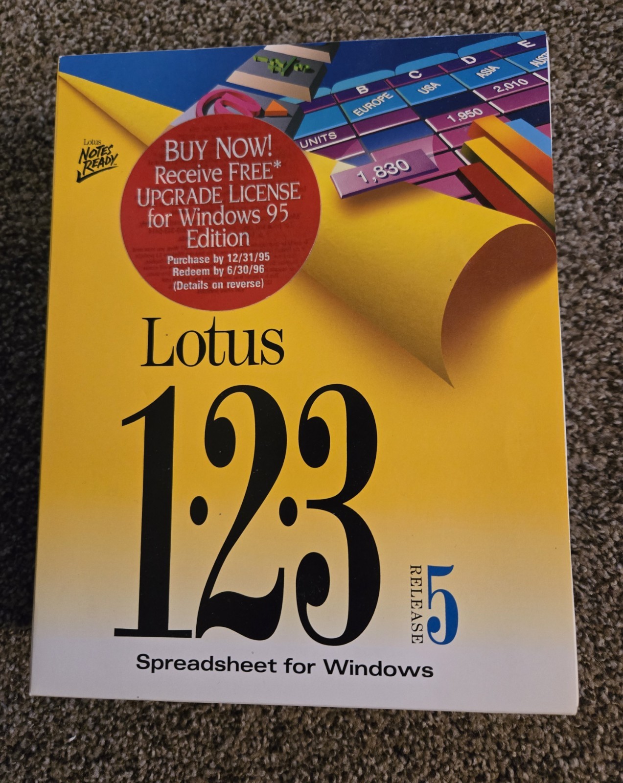 Lotus 123 Release 5 Vintage 3.5” Diskettes Spreadsheet For Windows