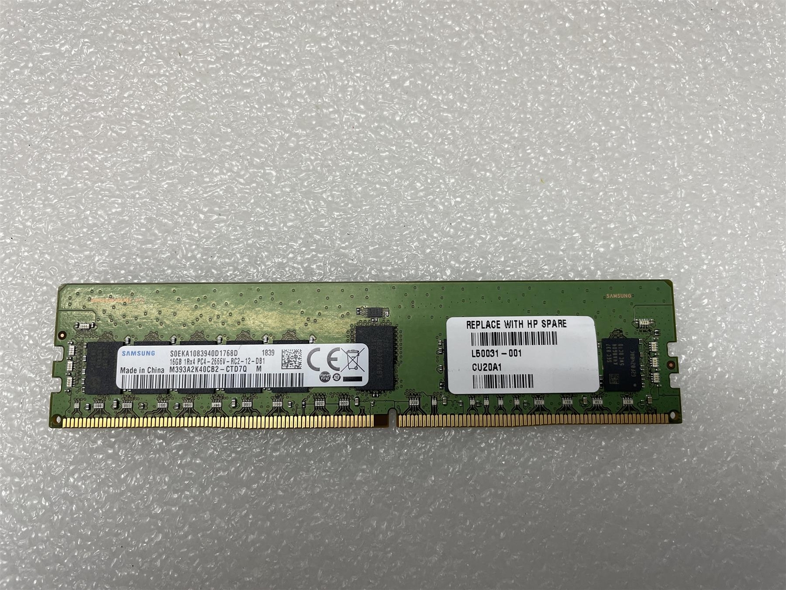 For HP L50031-001 Samsung 16GB DDR4 2666V RAM M393A2K40CB2-CTD7Q Server