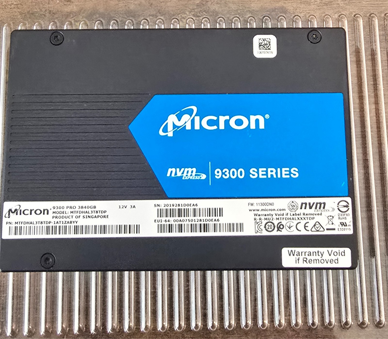 MTFDHAL3T8TDP Micron 9300 PRO 3.84TB PCI-E 3.0 x4 NVMe U.2 2.5" TLC SSD