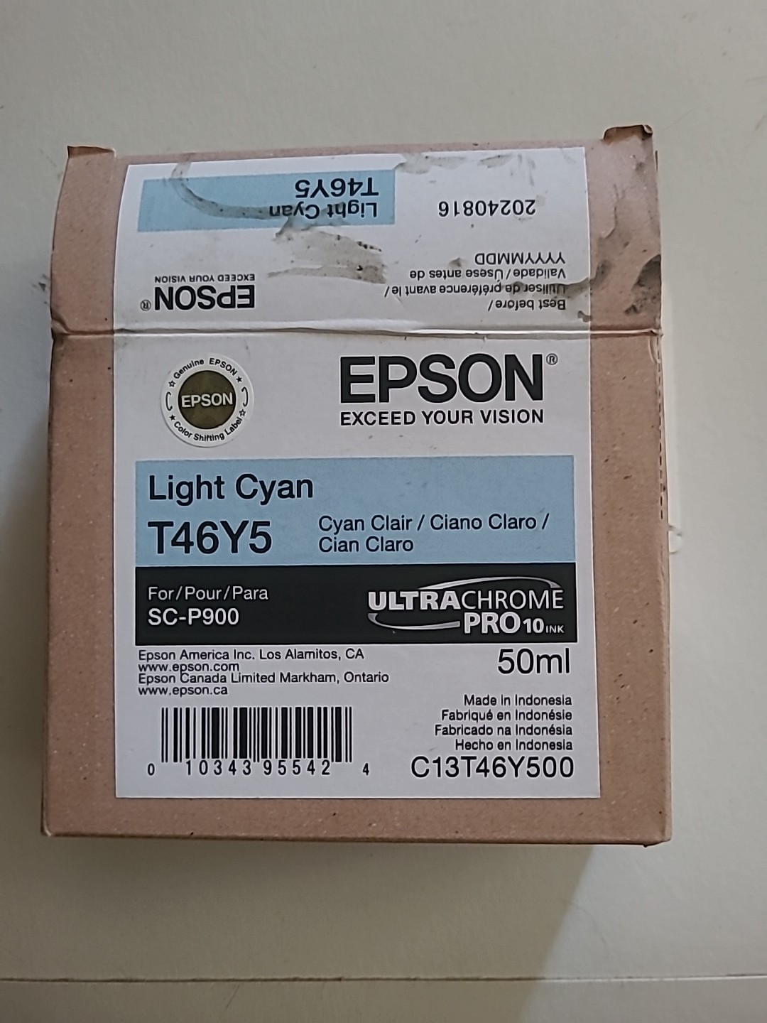 New Epson T46Y5 50ml Light Cyan Ink Cartridge For Sc P900 Exp 08/24